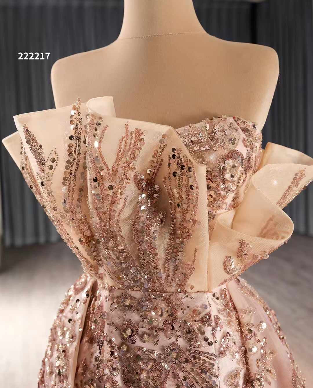 Luxury Model Rose Gold Mermaid Beading Long Evening Dress 222217