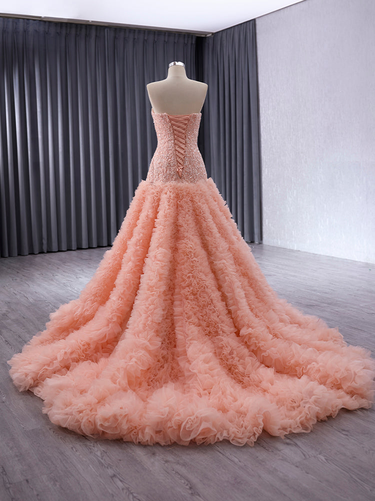 Luxury Model Sleeveless Tull Long Mermaid Formal Prom Dress Evening Gown 241024