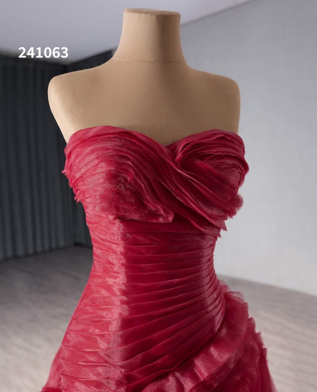Luxury Model Burgundy Long Mermaid Evening Dress 241063