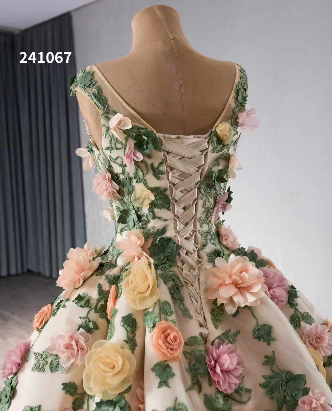 Luxury Model Flower Long Ball Gown Prom Party Dress 241067