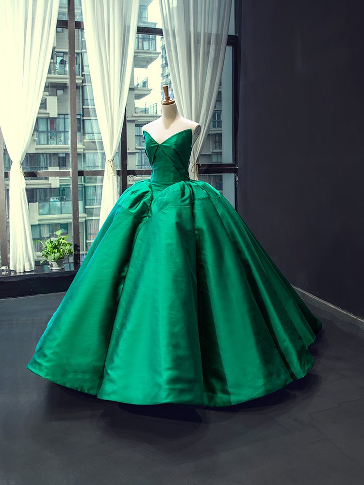Luxury Model Green V Neck Sleeveless Ball Gown Prom Quinceanera Dress 66858