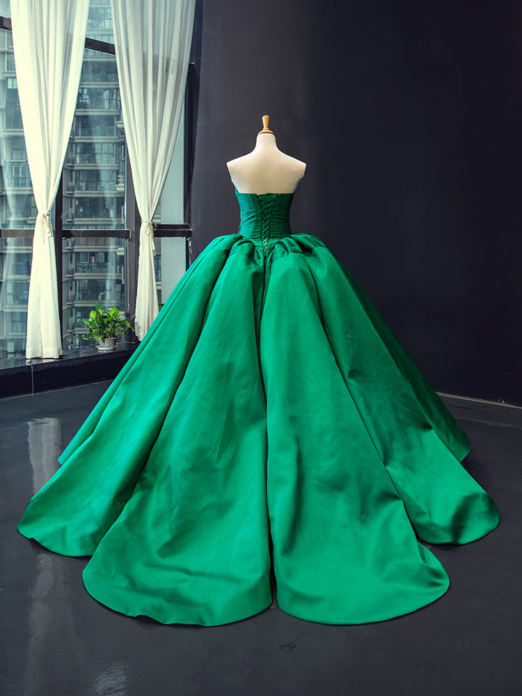 Luxury Model Green V Neck Sleeveless Ball Gown Prom Quinceanera Dress 66858
