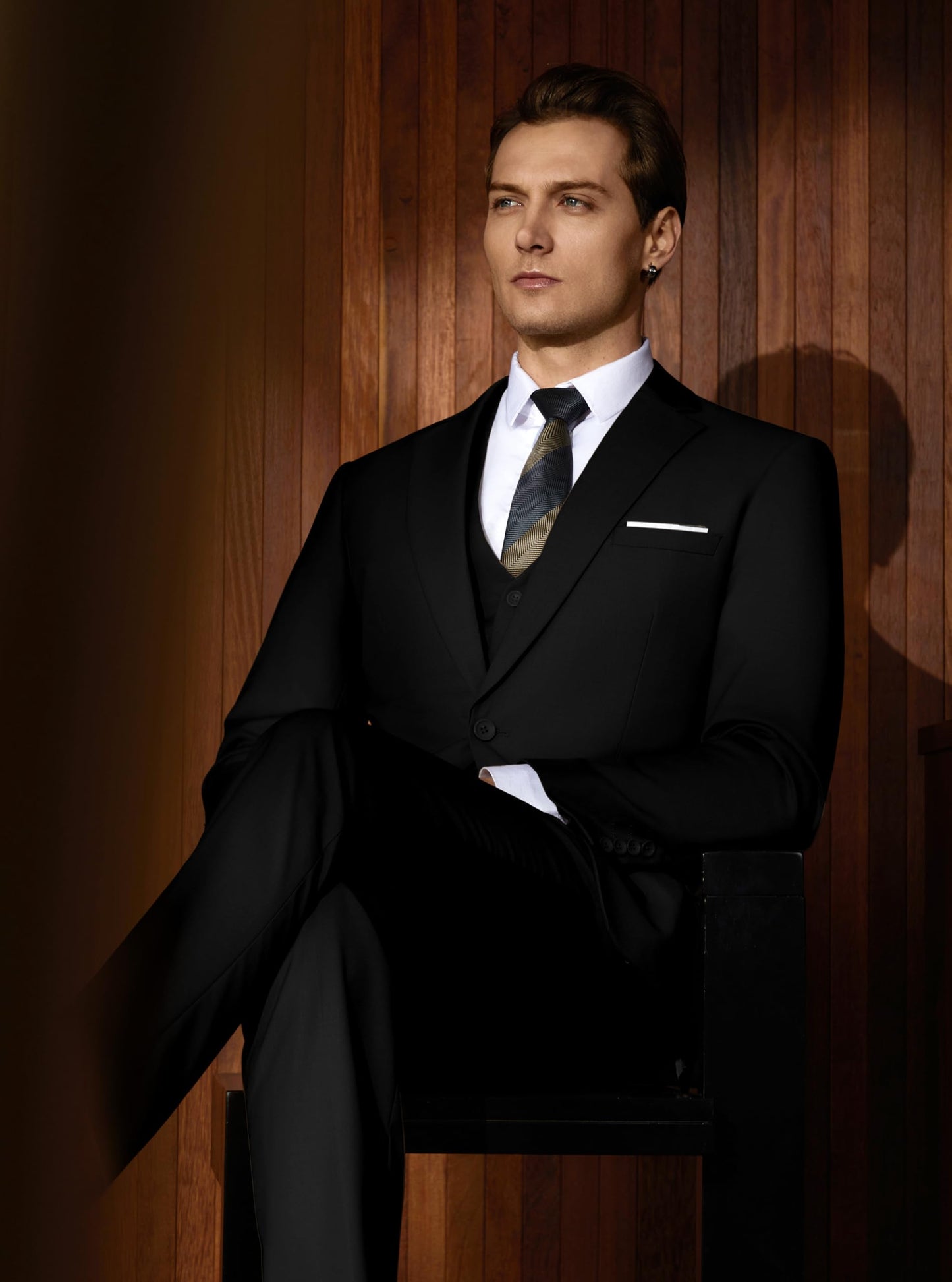 Men’s Slim Fit Suit One Button 3-Piece Blazer Dress Business Wedding Party Jacket Vest & Pant
