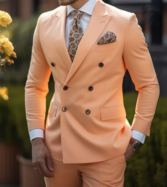 2 Piece Double Breasted Suit Men Slim Fit Mens Double Breasted Blazer Pants Sets Wedding Prom Homecoming Suit