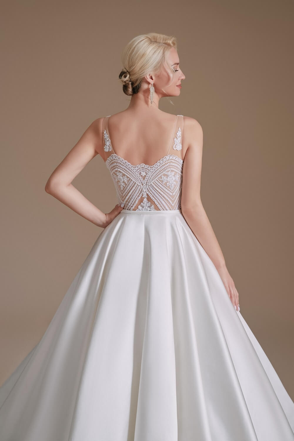 Simple V Neck Sleeveless Long A Wedding Dress 1062