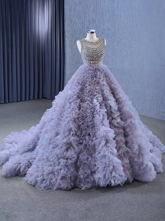 Luxury Model Light Purple Ball Gown Prom Dress 222115