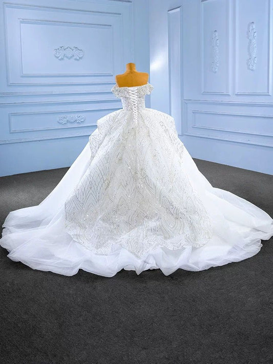 Luxury Model Off The Shoulder Ball Gown Wedding Dresses 222137