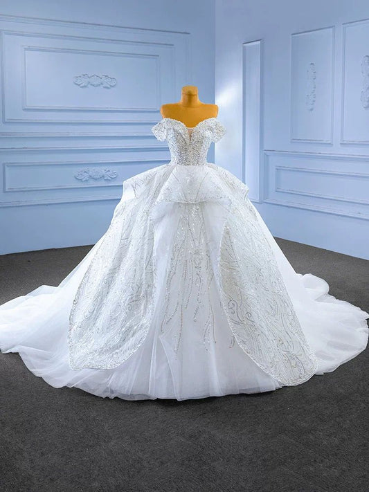 Luxury Model Off The Shoulder Ball Gown Wedding Dress 222137