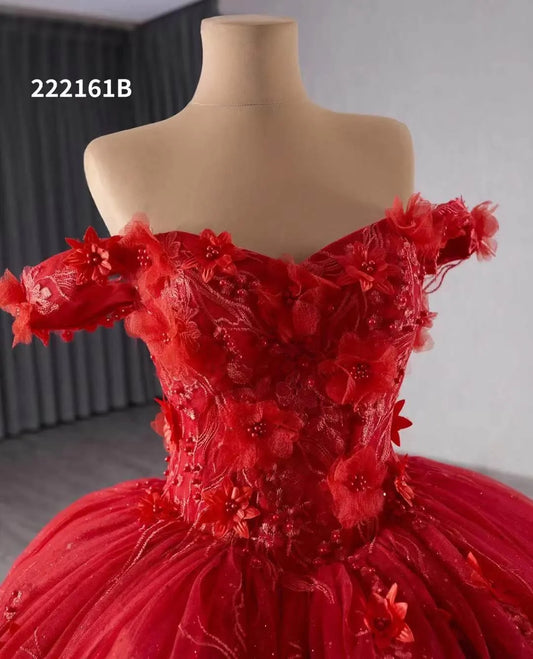 Luxury Model Red Flower Ball Gown Quinceanera Dress 222161B