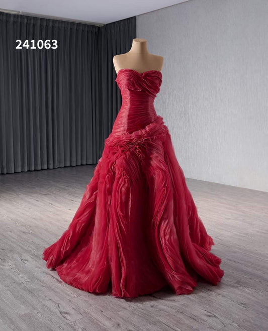 Luxury Model Burgundy Long Mermaid Evening Dress 241063