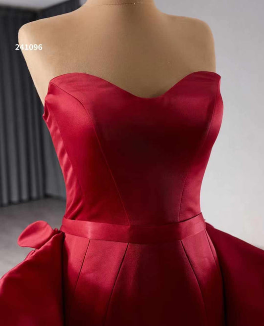Luxury Model Red Sleeveless Long Mermaid Stain Formal Evening Dress Prom Gown 241096
