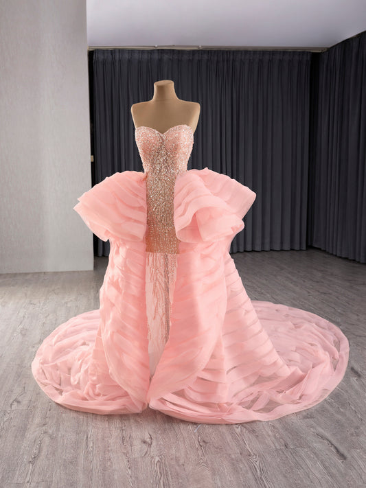 Luxury Model Beading Mermaid Detachable Strain Formal Evening Dress Prom Gown 241114