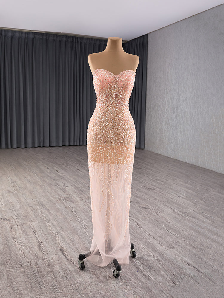Luxury Model Beading Mermaid Detachable Strain Formal Evening Dress Prom Gown 241114