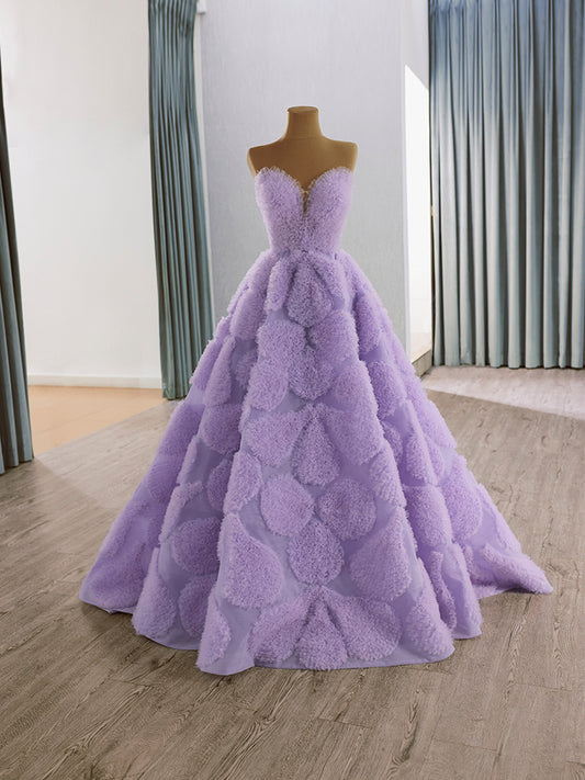 Luxury Model Light Purple Tull A Line Formal Evening Dress Prom Gown 241129