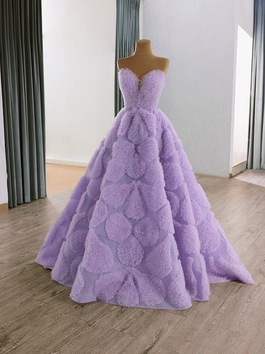 Luxury Model Light Purple Tull A Line Formal Evening Dress Prom Gown 241129