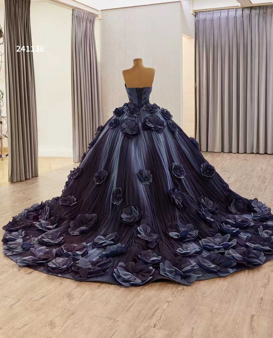 Luxury Model Sweetheart Flower Long Ball Gown Quinceanera Dress 241136
