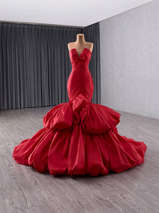 Luxury Model Red Long Mermaid Formal Evening Dress Prom Gown 241137