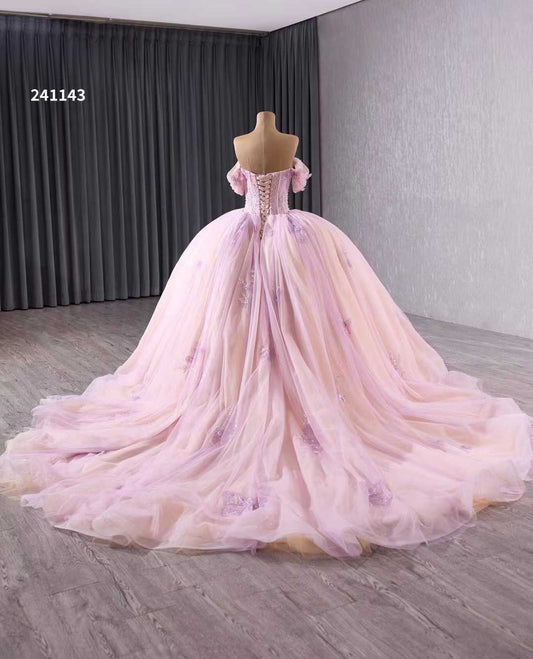 Luxury Model Sweetheart Bow Tiered Long Ball Gown Quinceanera Dress 241143