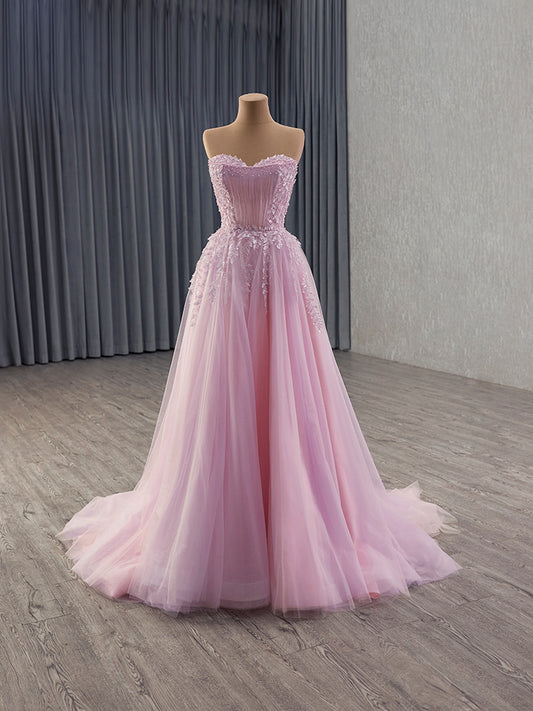 Luxury Model Pink Long A Line Formal Evening Dress Prom Gown 241159