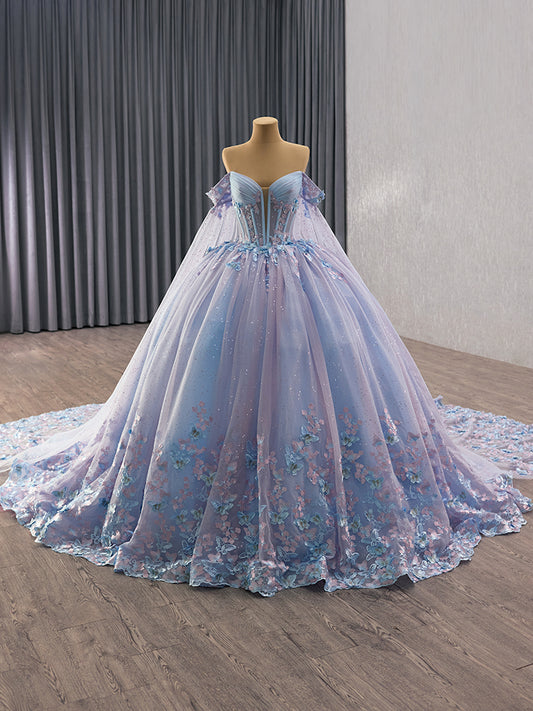 Luxury Model Off The Shoulder Shawl Ball Gown Quinceanera Evening Dress 251025