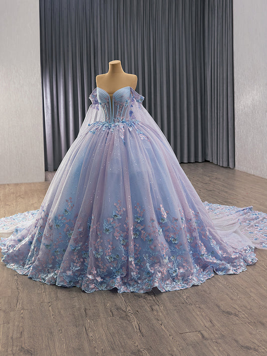 Luxury Model Off The Shoulder Shawl Ball Gown Quinceanera Evening Dress 251025