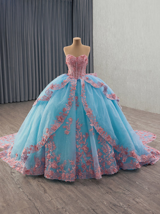 Luxury Model Off The Shoulder Long Sleeve Ball Gown Quinceanera Dress 251026