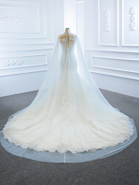 Luxury Model Lace Sleeveless Long Wedding Dress 66594