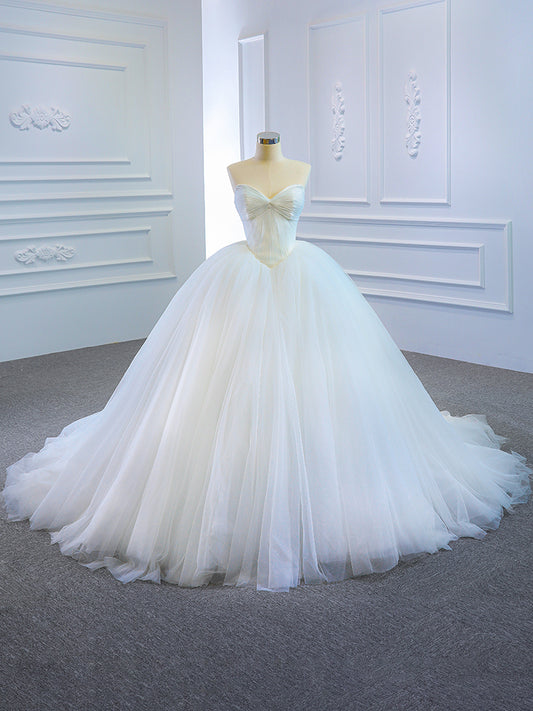 Luxury Model Ball Gown Sleeveless Tull Long Wedding Dresses 66620