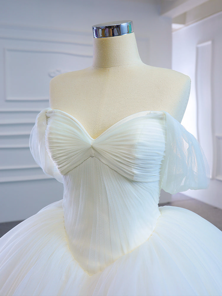 Luxury Model Ball Gown Sleeveless Tull Long Wedding Dresses 66620