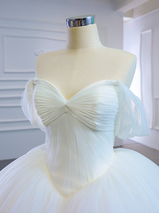 Luxury Model Ball Gown Sleeveless Tull Long Wedding Dresses 66620