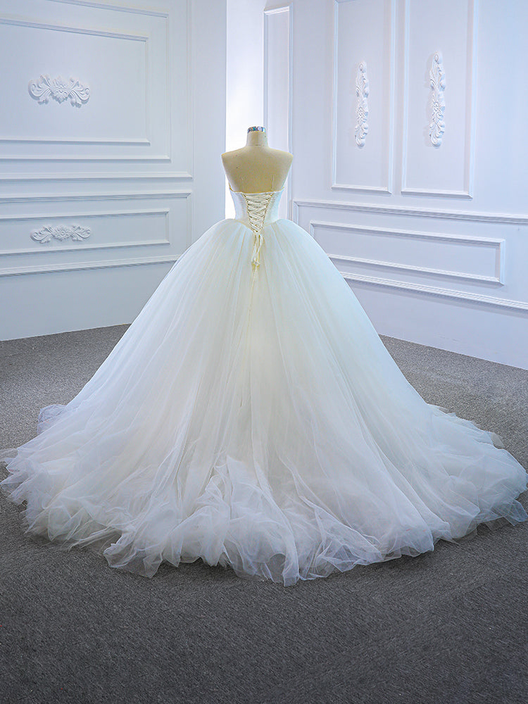 Luxury Model Ball Gown Sleeveless Tull Long Wedding Dresses 66620