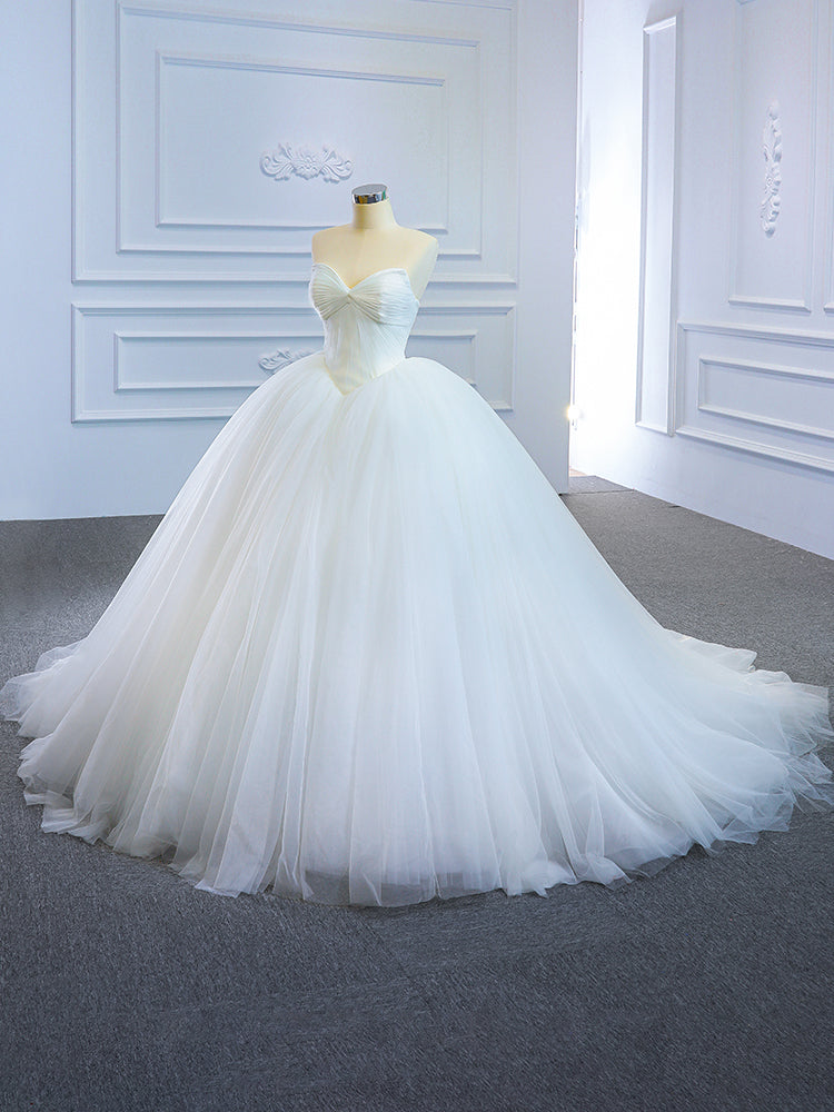 Luxury Model Sweetheart Neck Sleeveless Long Ball Gown Wedding Dress 66620