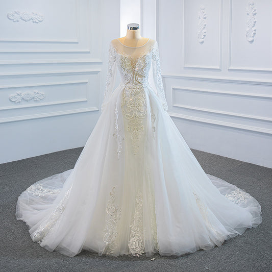 Luxury Model Lace Long Sleeve Mermaid Wedding Dress 66624