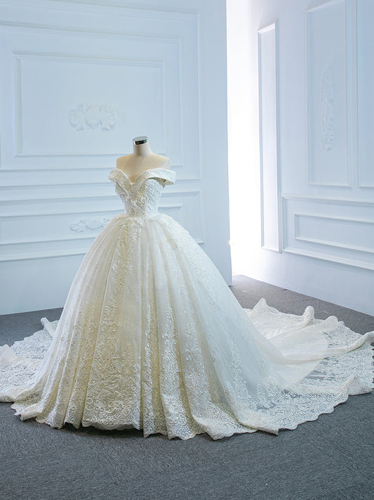 Luxury Model Ball Gown Sleeveless Long Wedding Dresses 66641