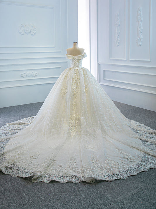 Luxury Model Ball Gown Sleeveless Long Wedding Dresses 66641