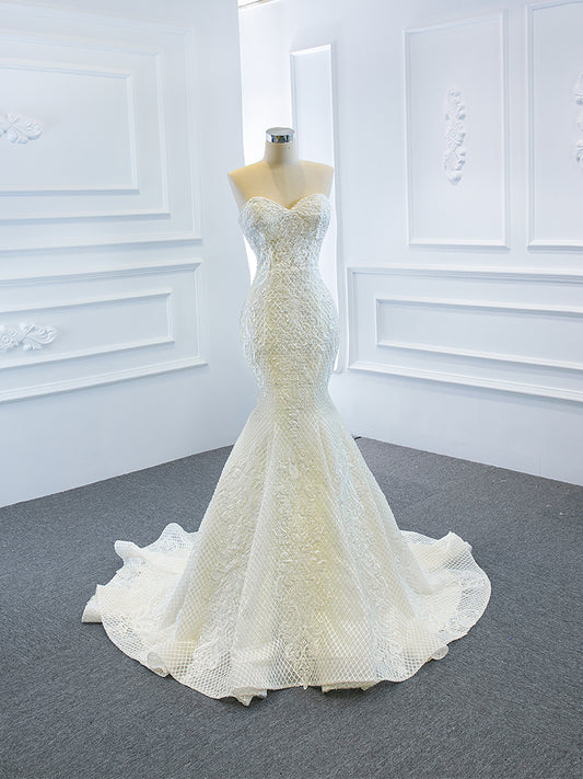 Luxury Model Detchable Train Long Mermaid Wedding Dress 66660