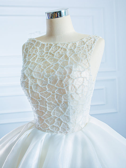 Luxury Model Sleeveless Ruffle Long Ball Gown Wedding Dress 66720