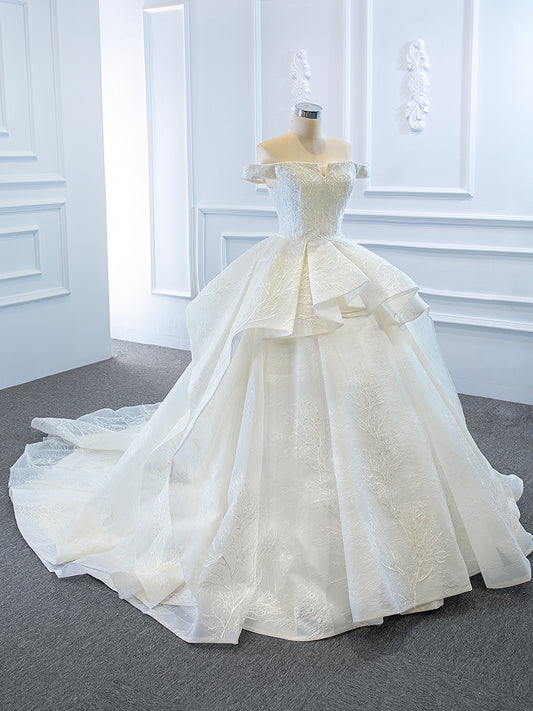 Luxury Model Sleeveless Long Ball Gown Wedding Dress 66755