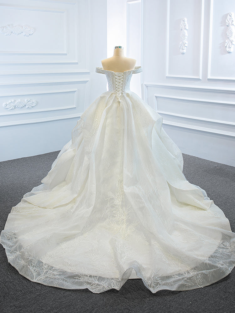 Luxury Model Sleeveless Long Ball Gown Wedding Dress 66755