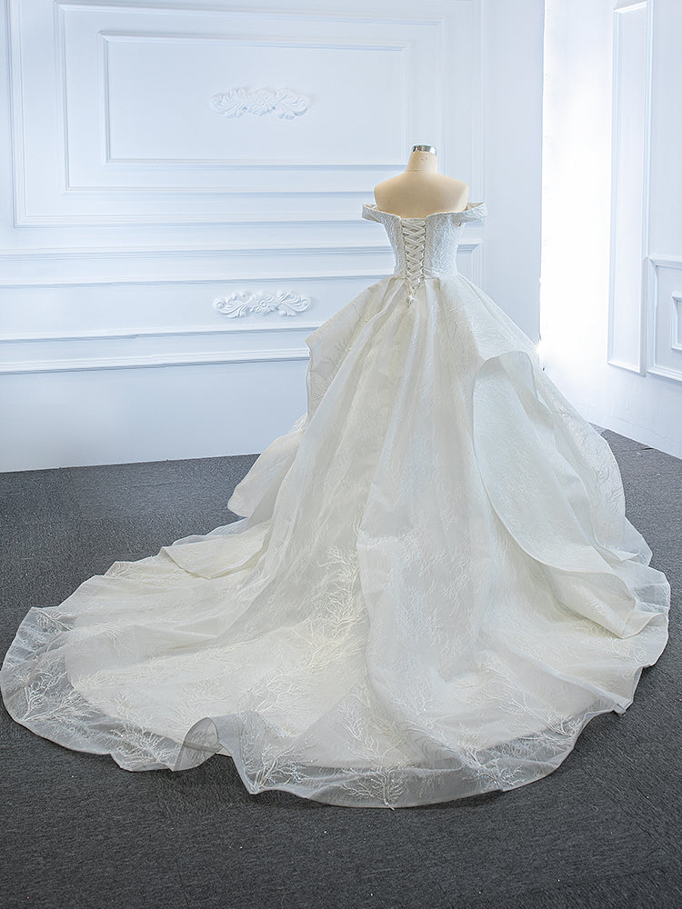 Luxury Model Sleeveless Long Ball Gown Wedding Dress 66755