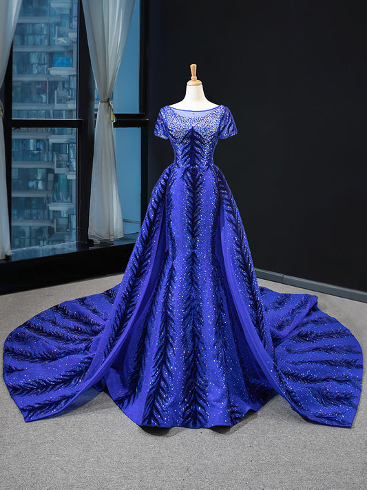Luxury Model Royal Blue Mermaid Mermaid Formal Evening Dress Prom Gown 66855