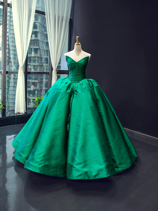 Luxury Model Green V Neck Sleeveless Ball Gown Prom Quinceanera Dress 66858