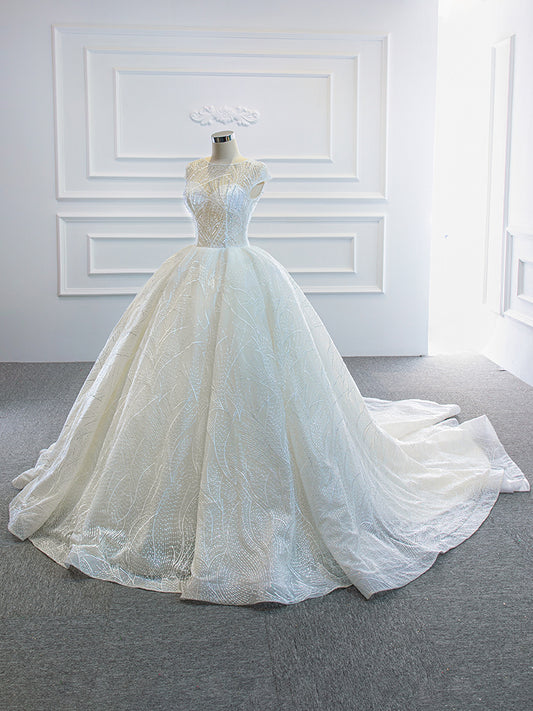 Luxury Model White Long Ball Gown Wedding Dress 67016