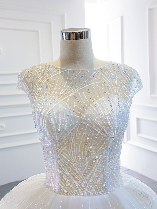 Luxury Model White Long Ball Gown Wedding Dress 67016