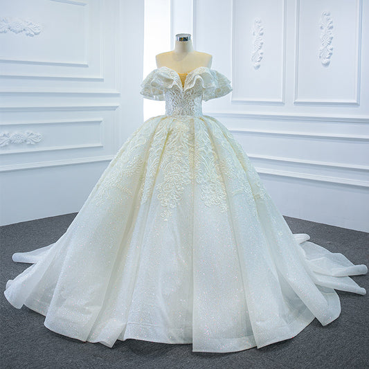 Luxury Model Sleeveless Ball Gown Long Wedding Dress 67162
