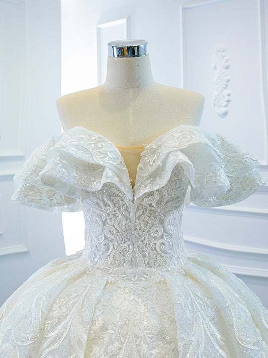 Luxury Model Sleeveless Ball Gown Long Wedding Dress 67162