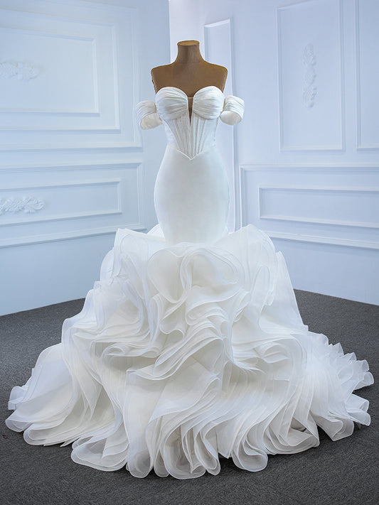 Luxury Model Sweetheart Neck Sleeveless Long Mermaid Wedding Dress 67192
