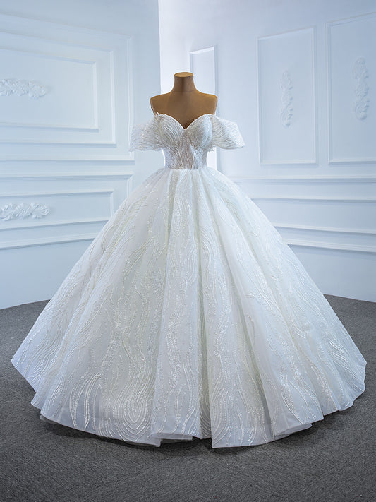 Luxury Model Sweetheart Neck Sleeveless Ball Gown Wedding Dress 67194