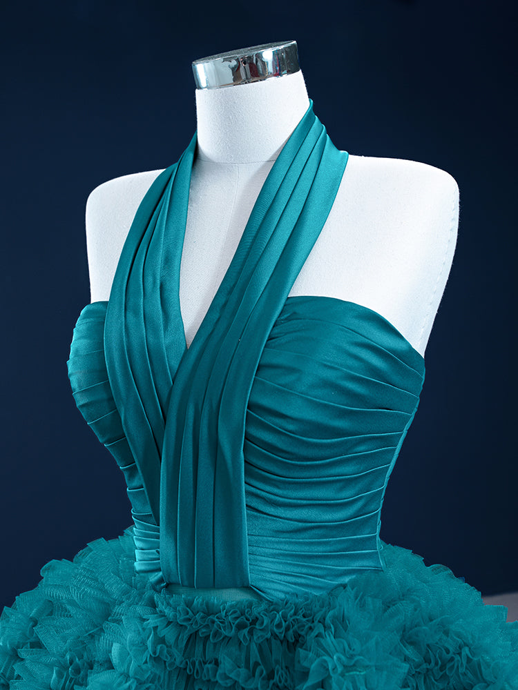 Luxury Model Holter Neck Tiered Tull Ball Gown Quinceanera Dress 67232