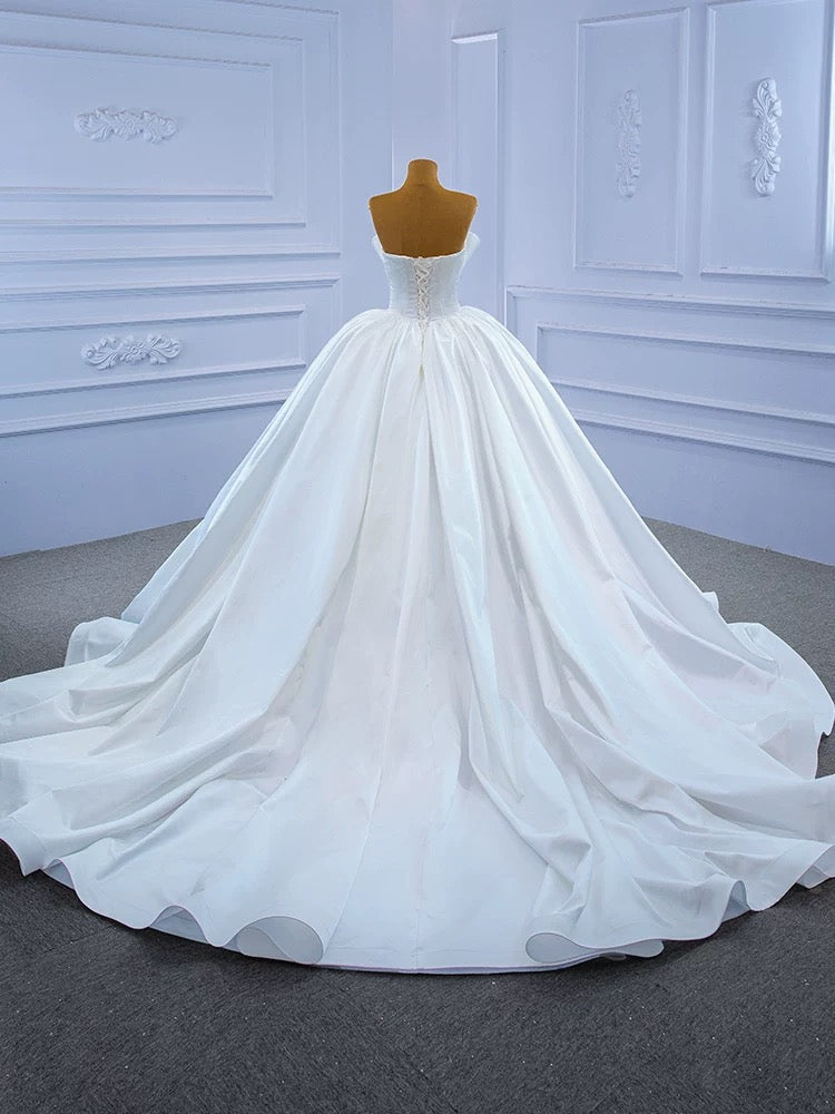 Luxury Model Ball Gown Sleeveless Stain Long Wedding Dresses 67349